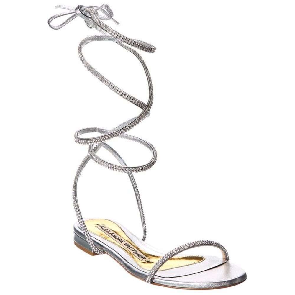 Alexandre Vauthier Amina Leather Sandal, Silver